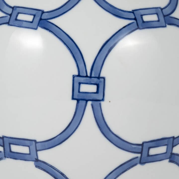 Sagebrook Home - Wholesale Decorative Jar - Ceramic Links Lidded Decorative Temple Jar - Blue, 14 in.8