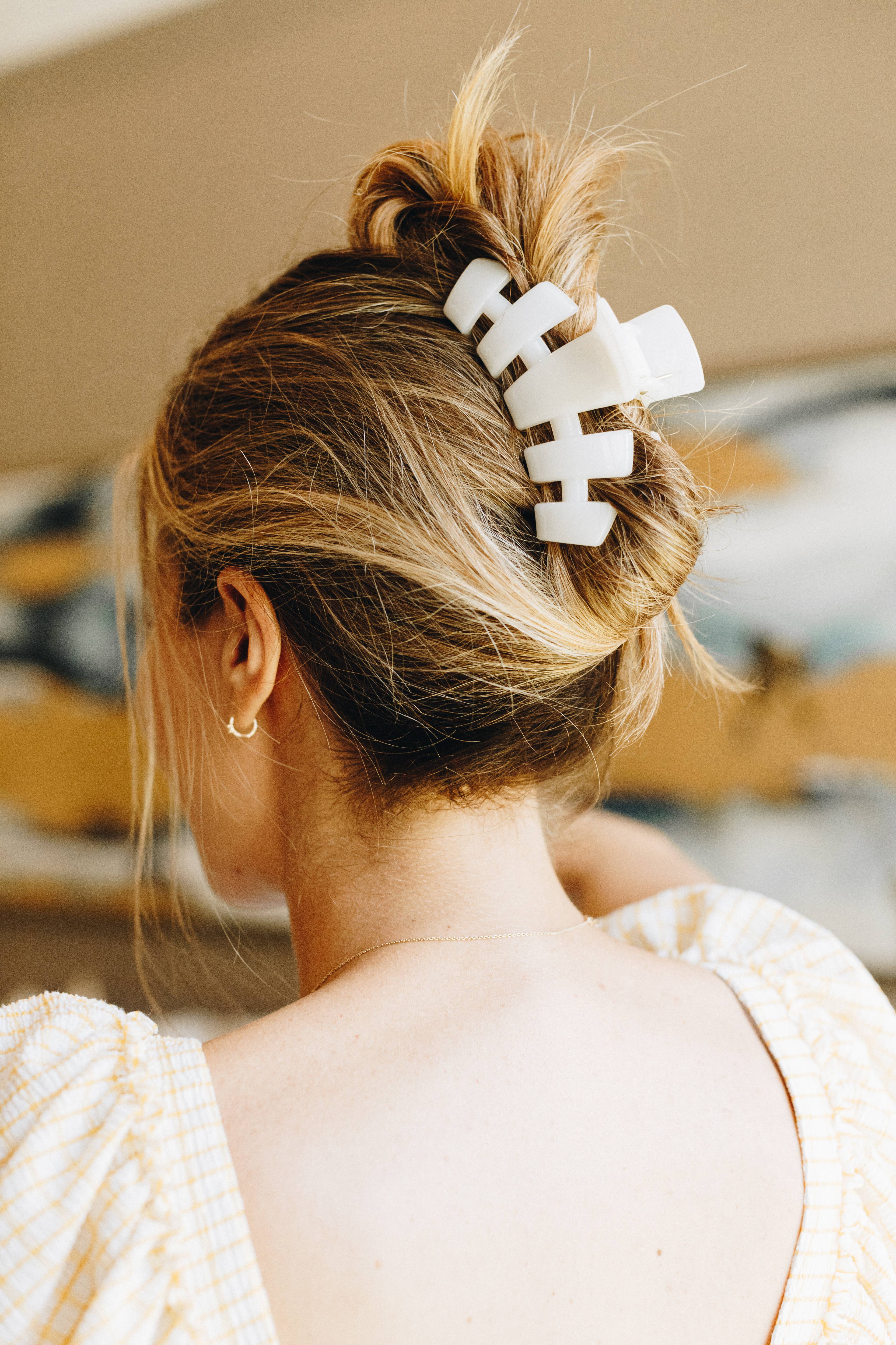 TELETIES - Vente Pince à cheveux – femme - Pince à cheveux classique | Grande | Blanche noix de coco3