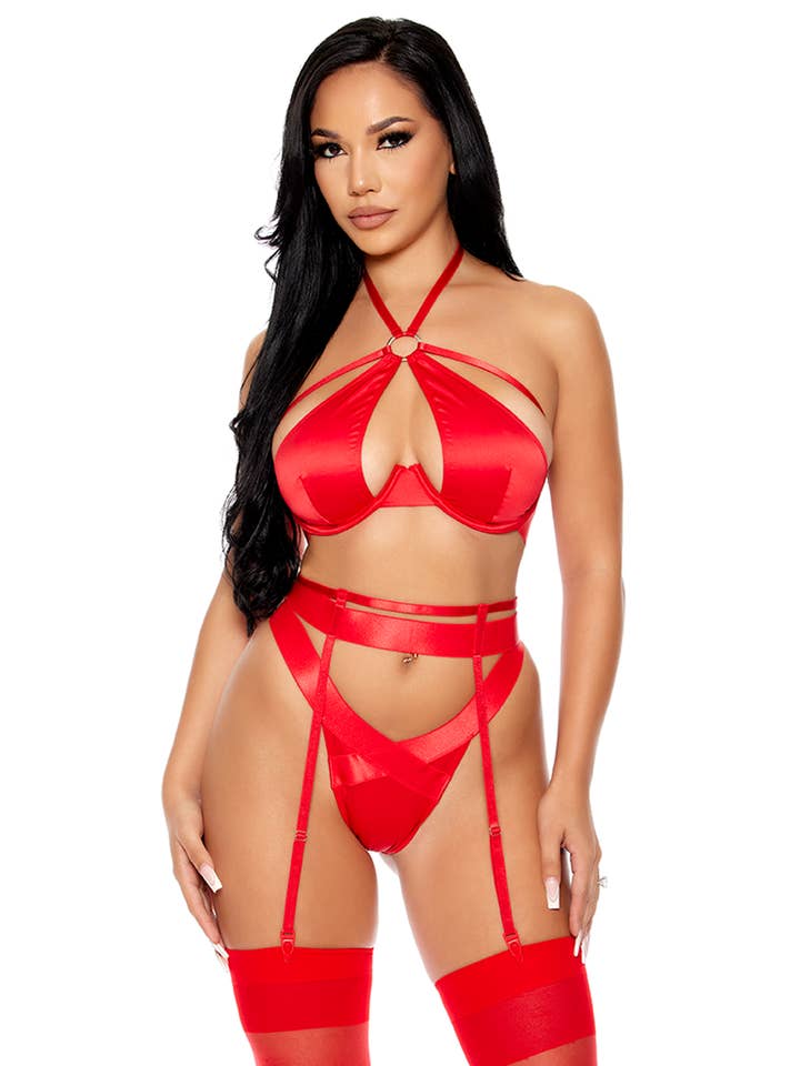 Forplay Inc. – Lingerie - Mulher por atacado – Conjunto de lingerie de sutiã e cinto de ligas Soft Life4