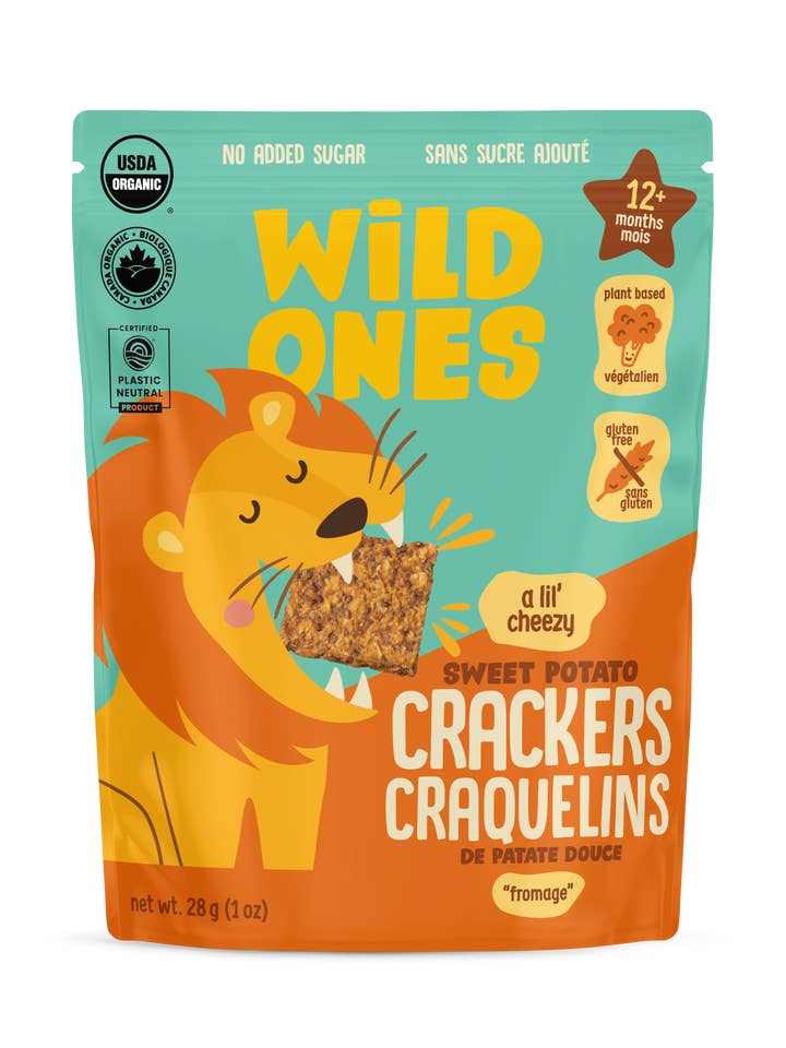 A lil Cheezy Sweet Potato Crackers for wholesale by Wild Ones Organics