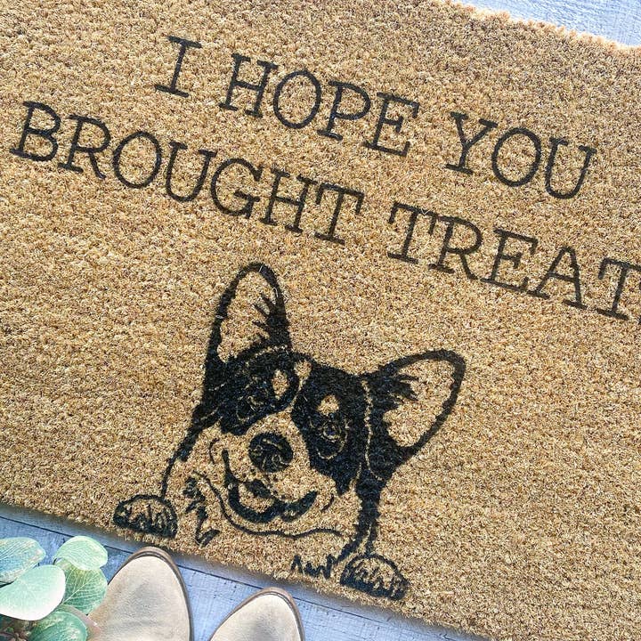 I Hope You Brought Treats / Dog Lovers Doormat for wholesale by PaintedStorkDesigns