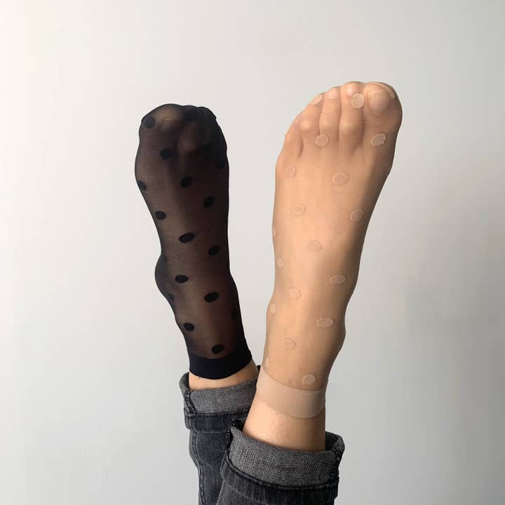 Florence - Pack of 2 - mid-low socks in flesh and black for wholesale by sockette