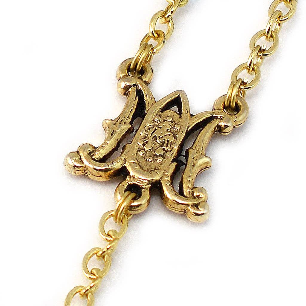 Ghirelli  UsA Inc - Vente Collier de prière en perles - Médaille Miraculeuse Blue Aurora Borealis Crystal & Gold Chapelet5