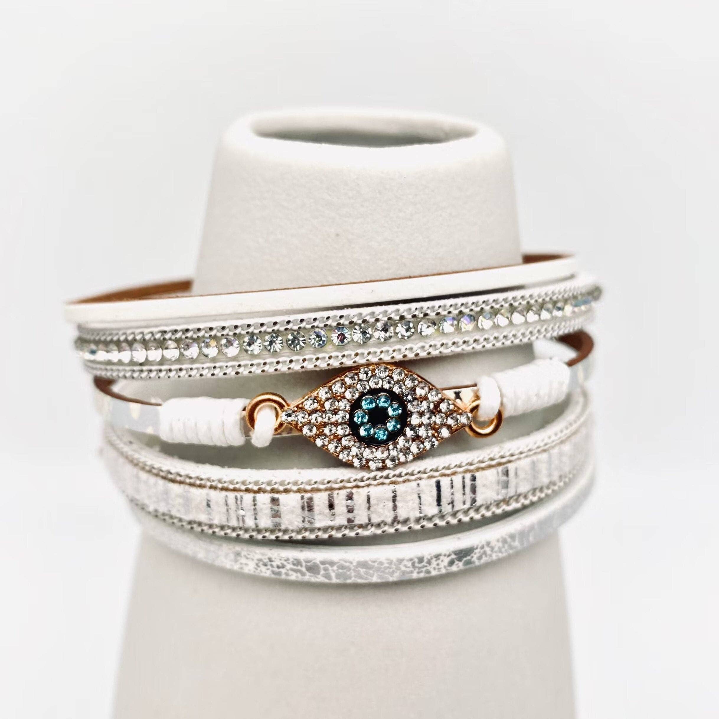 Mio Queena – Pulseira por atacado – Pulseira de couro PU multi-camadas com charme Evil Eye Charm7