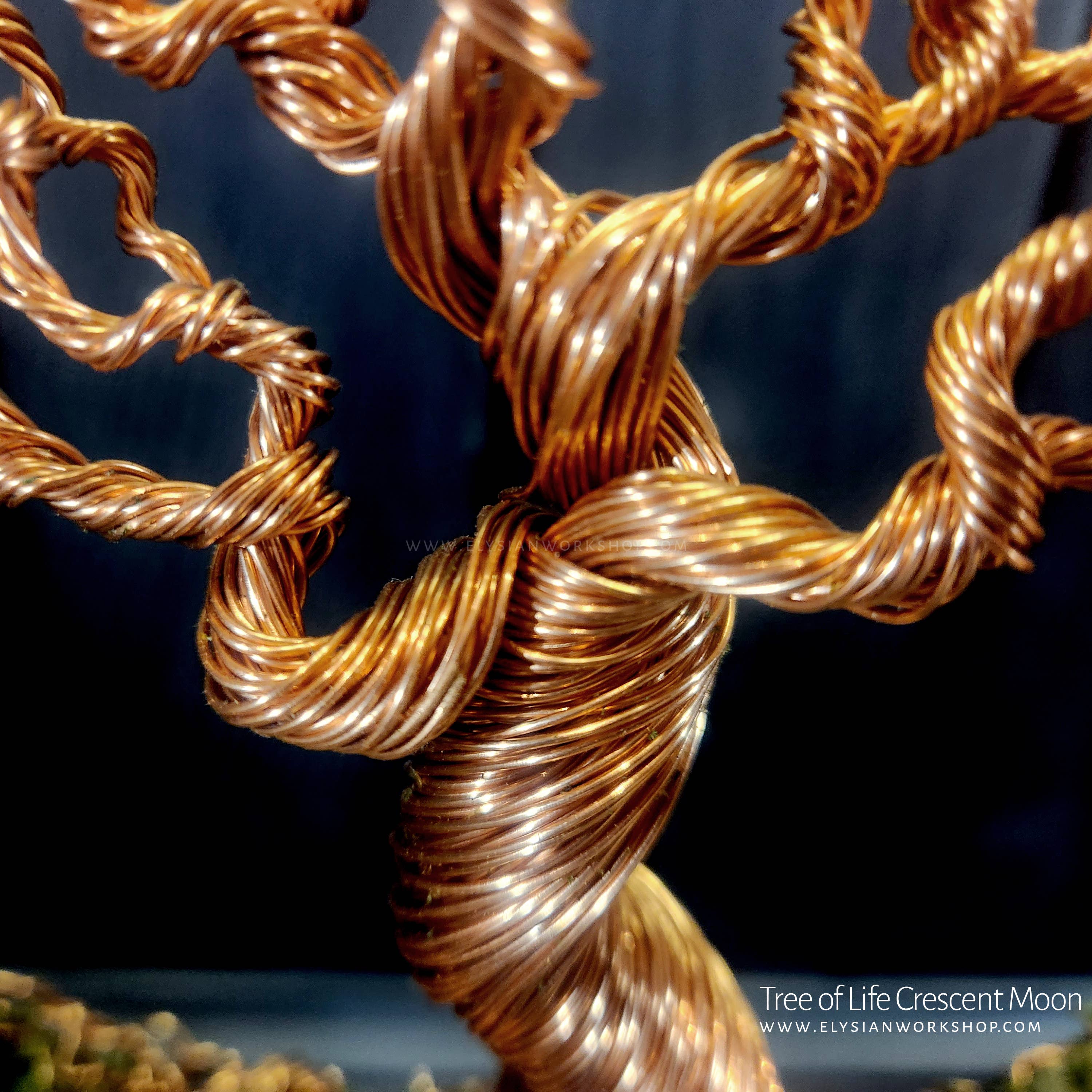 Elysian Workshop - Wholesale Sculpture - Tree of Life Crescent Moon Copper Wire on Ohko Stone6