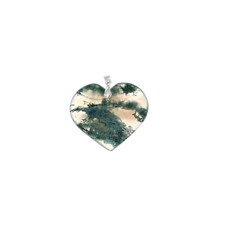 Artisans de Madagascar - Vendita all'ingrosso Collana con ciondolo/pendaglio - Ciondolo a forma di cuore in agata muschiata del Madagascar da 2 a 3,5 cm