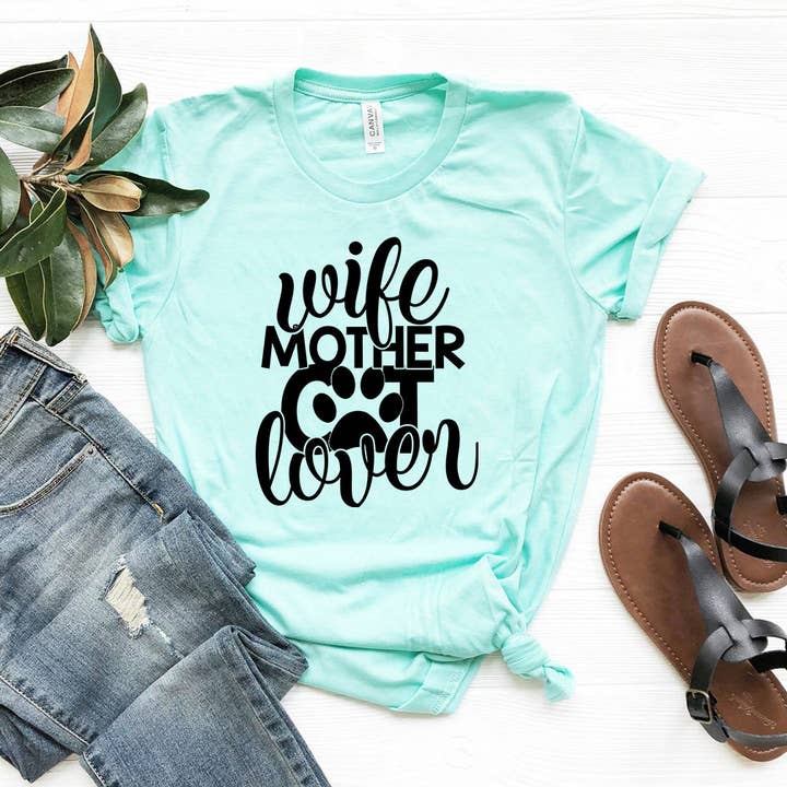 Wife Mother Cat Lover T-Shirt for wholesale by Furr-Baby Gifts
