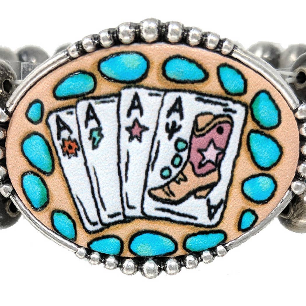 SBMT Ace Card Boots Print 3 Layered Beaded Bracelet for wholesale on Faire1