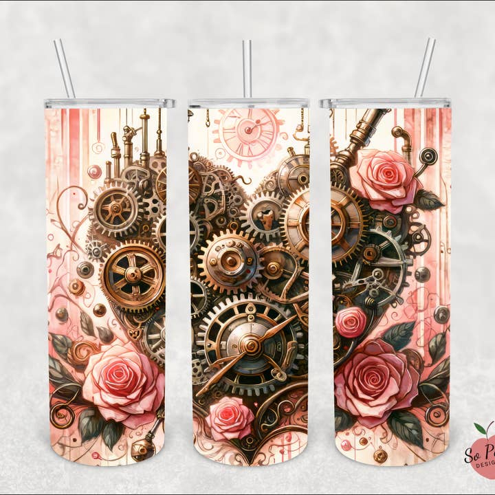 So Peachy Designs - Vente Gourde/bouteille isotherme - Gobelet Steampunk pour la Saint-Valentin, Cyberpunk, Coupe de science-fiction1