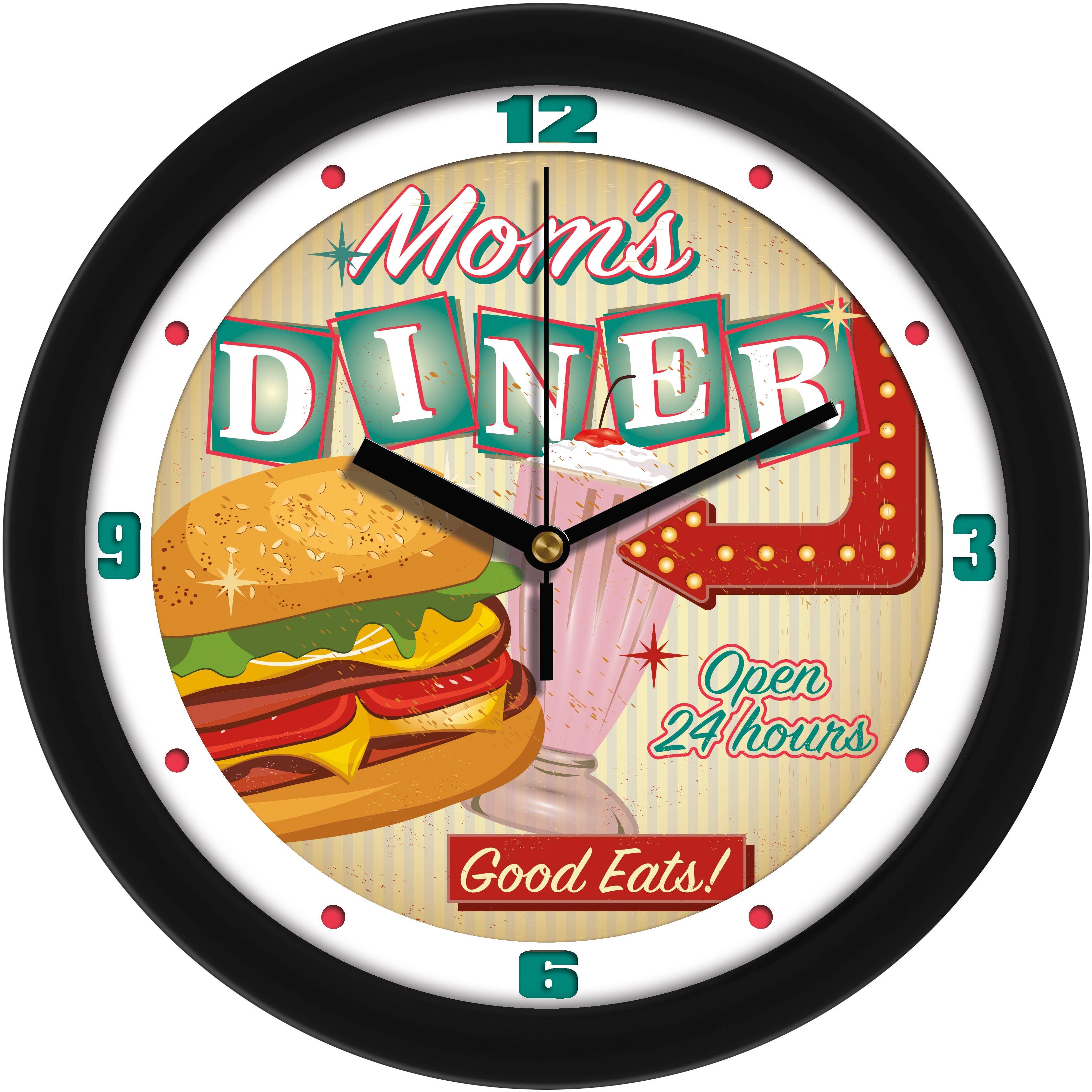 Sun Time - Wholesale Wall Clock - Retro Mom's Diner Vintage Style Kitchen Wall Clock0