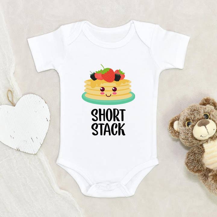 Cute Short Stack Pancakes Baby Onesie for wholesale by NewBabyWishes