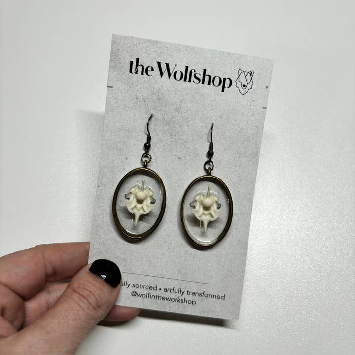 The Wolfshop - Wholesale Dangle Earrings - Oddity Earring - Ball Python Vertebrae