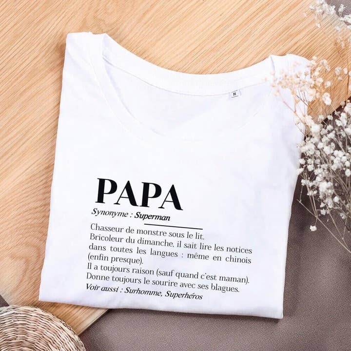 ”Papa definition” vit T-shirt för wholesale av Ourson Câlin