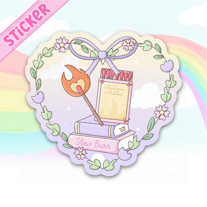 Smut romance book trope pastel heart sticker for kindle for wholesale by RoroDesignsLove