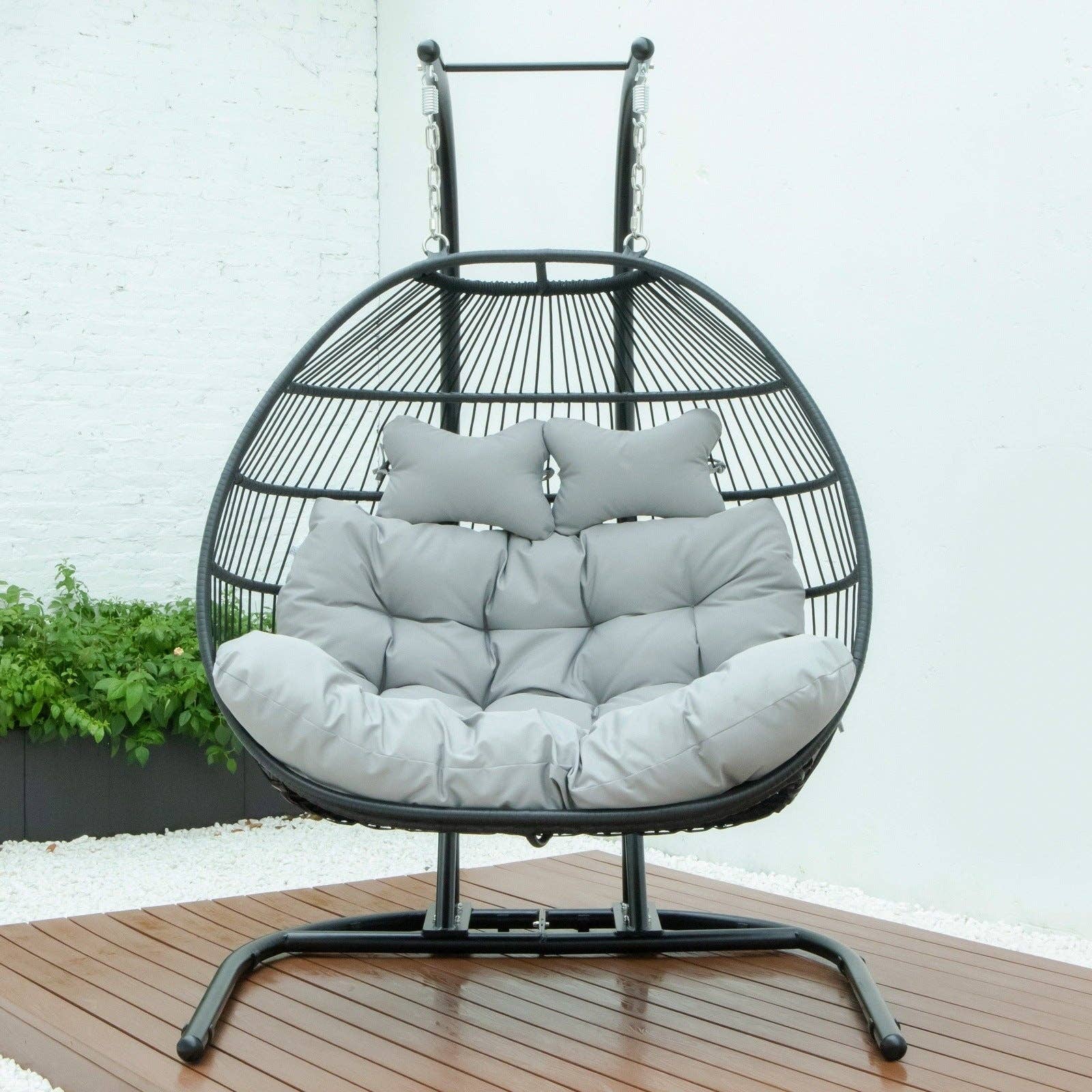 LeisureMod - Wholesale Egg Chair - Wicker 2 Person Double Folding Hanging Egg Swing Chair97