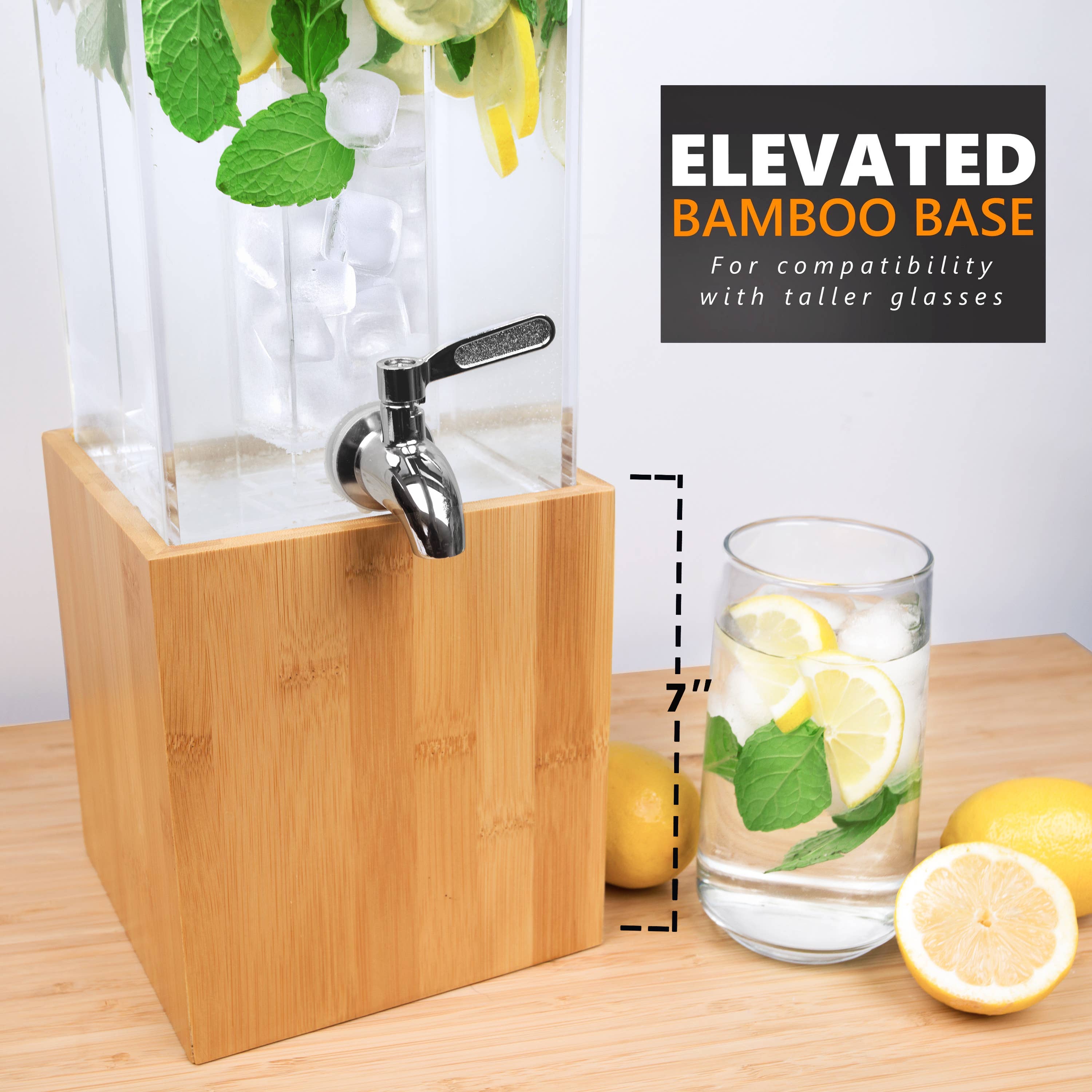 KSESTOR - Wholesale Drink Dispenser - Acrylic Beverage Dispenser with Bamboo Stand - 1.25 GALLON4