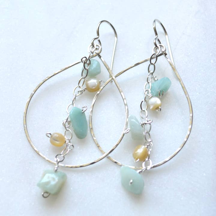 Amazonit & MOP Teardrop øreringe for engroshandel hos Salty But Sweet