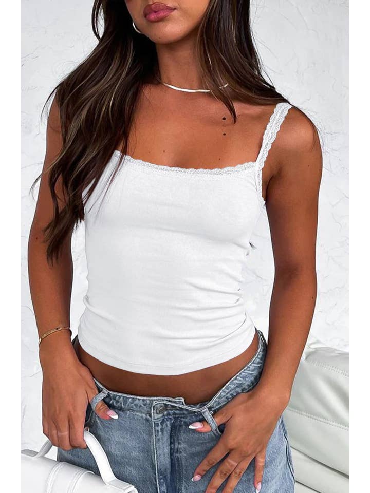 Rosa Clothing - Wholesale Camisole - Women's - Lace Spaghetti strap base tank top cami vest10