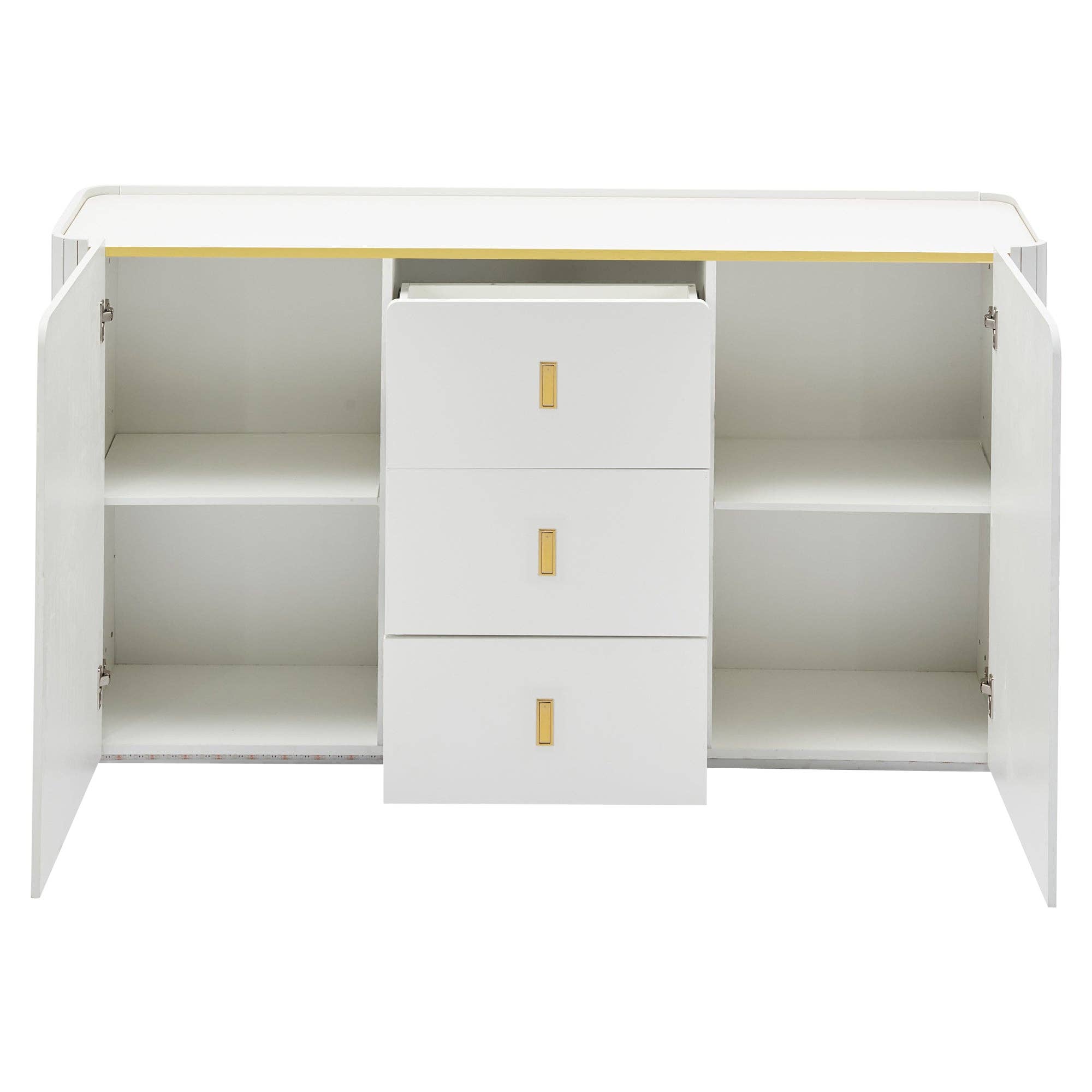 Urban Meuble – Aparador por atacado – Buffet branco elegante 2 portas, 2 gavetas com iluminação LED 150*35*80cm KRAUDREL35