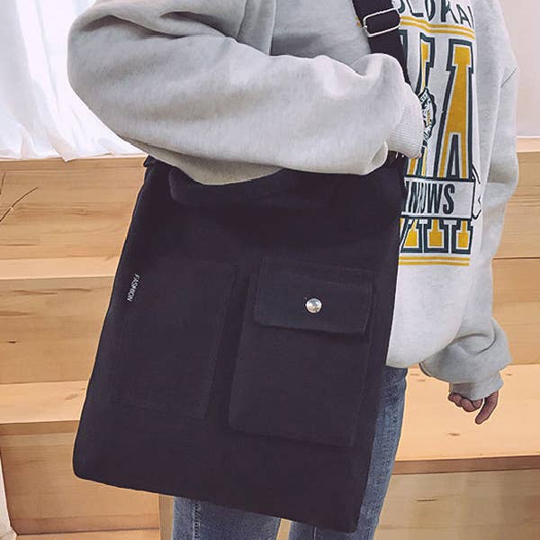 UZ Wholesale Store - Wholesale Tote Bag - Women's - 3 Colors With-pockets Canvas Handbag