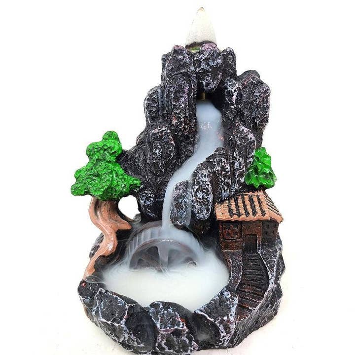 Sage Garden - Wholesale Incense Holder - Mountain Waterfall Design #1 Backflow Cone Incense Burner 3.