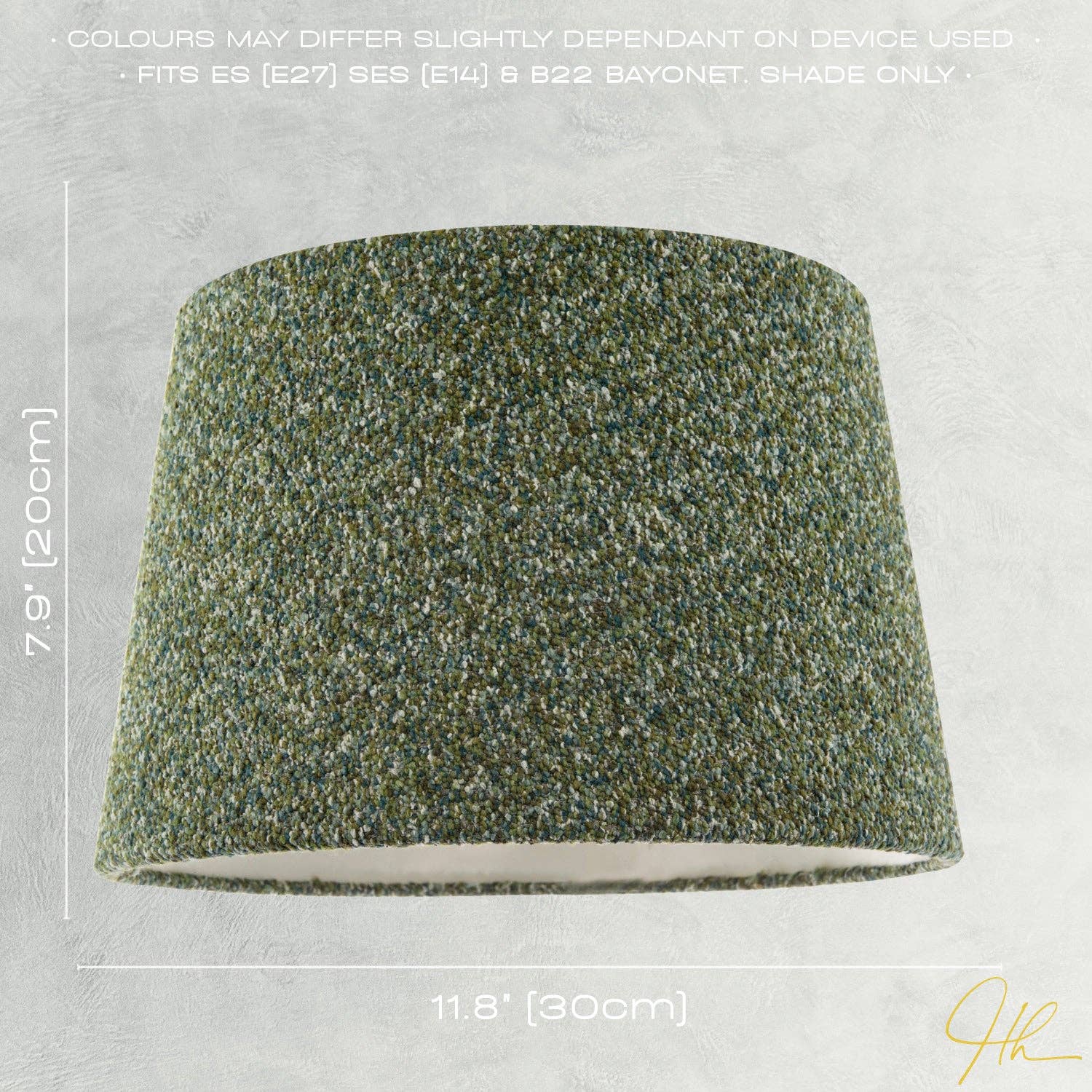 Happy Homewares – wholesale Lampshade – Forest and Sage Green Textured Wool Fabric Lamp Shade with Cream Inner5