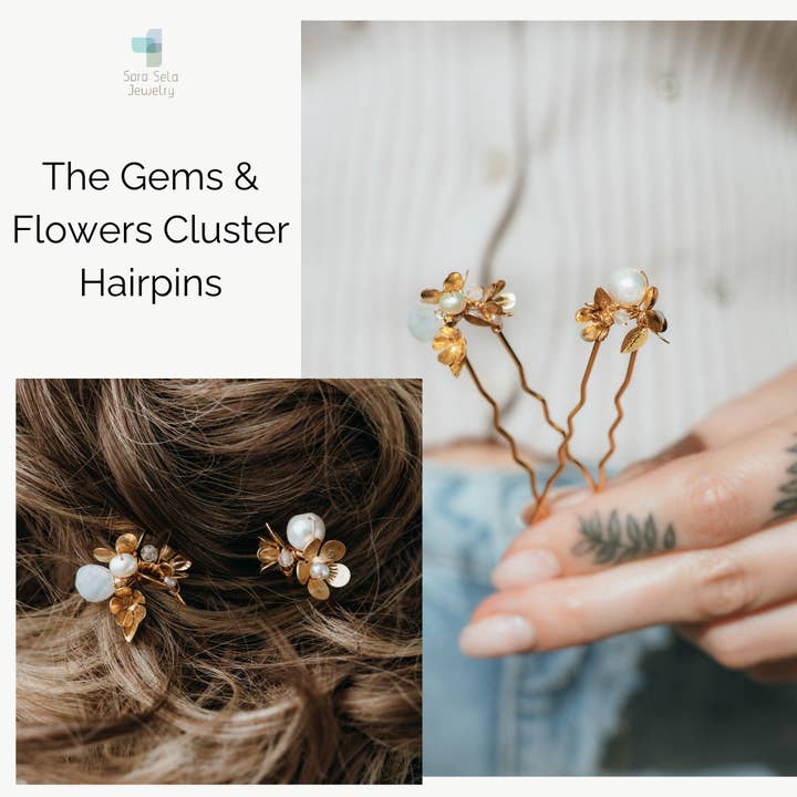 Sara Sela Jewelry - Wholesale Hair Pin - All Brass Maidenhair Fern Leaf Sprig Wire Wrapped U Hairpins4