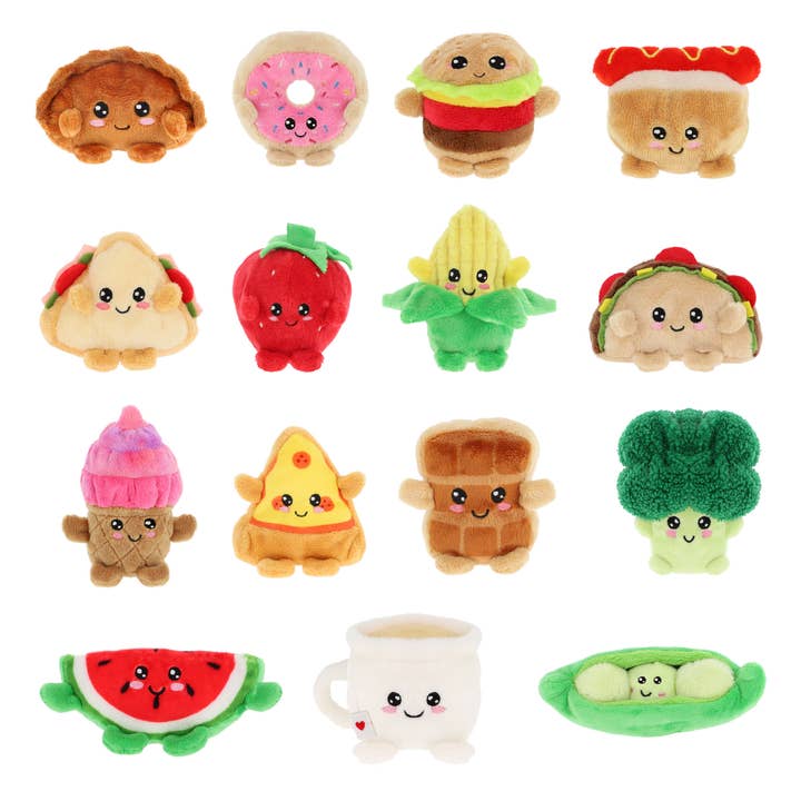 Kontiki - Wholesale Stuffed/Plush Toy - Kids & Baby - Assortment of 30 stuffed animals Food 8cm - KEELTOYS