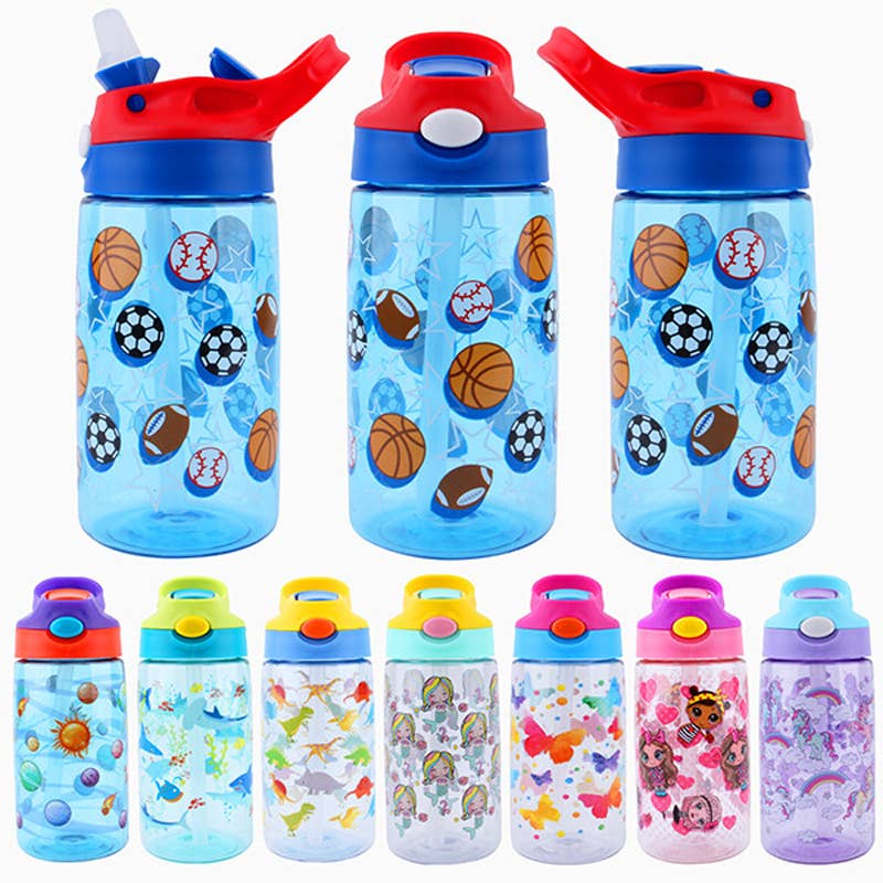 Deluxe Import Trading - Wholesale Water Bottle - Splash Plastic Bottle Kids 16.9oz Flip Straw0