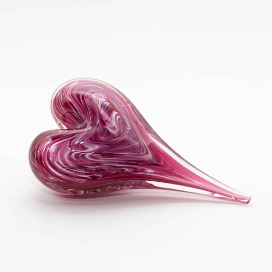 Glass Heart Paperweight for wholesale by Slow Burn Glass Studio LLC