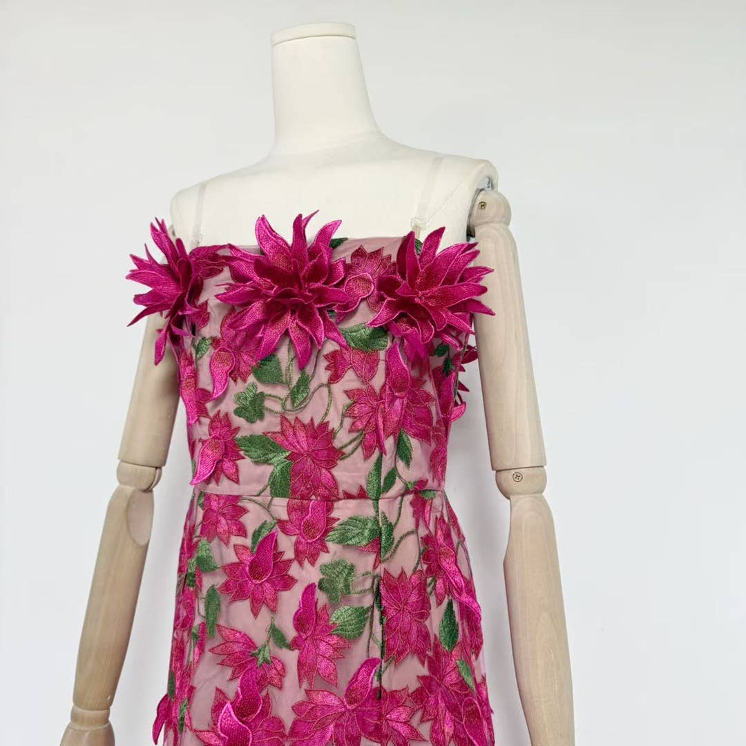 Productseeker - Vente Robe – femme - Robe d'été élégante en maille avec broderie 3D et bustier tube14