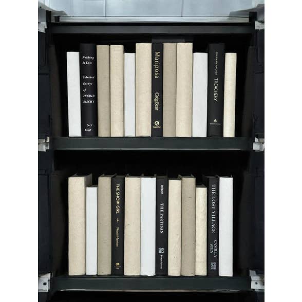 24 Vol. Livres Reliés en Parchemin Naturel, Blanc & Taupe pour la vente par BookStyled