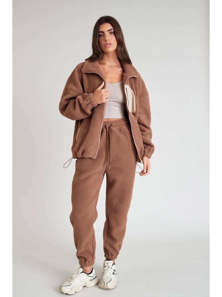 Latte Teddy Fleece Pant for wholesale on Faire