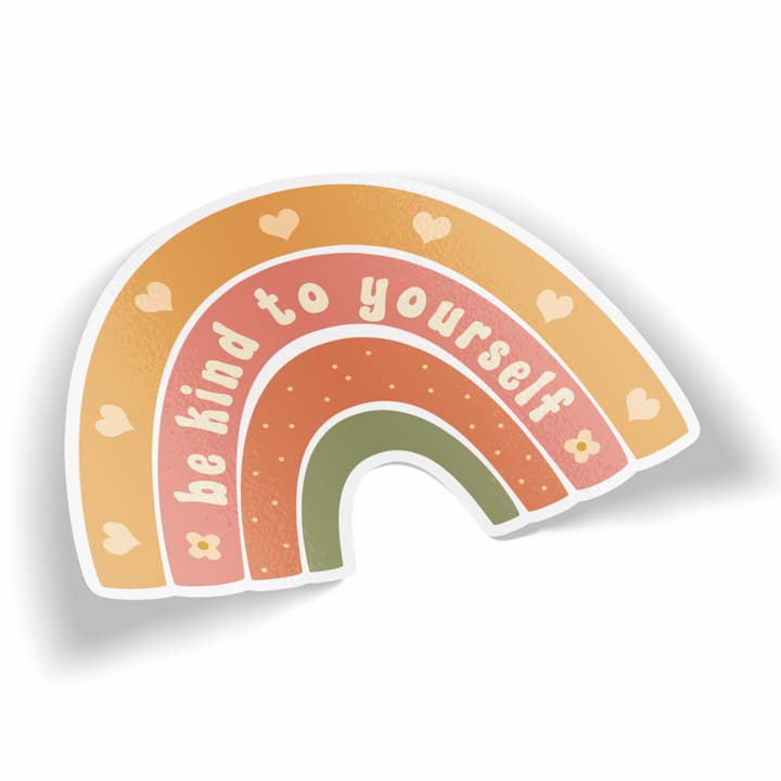 Autocollant arc-en-ciel Soyez gentil avec vous-même pour la vente par JE Creates