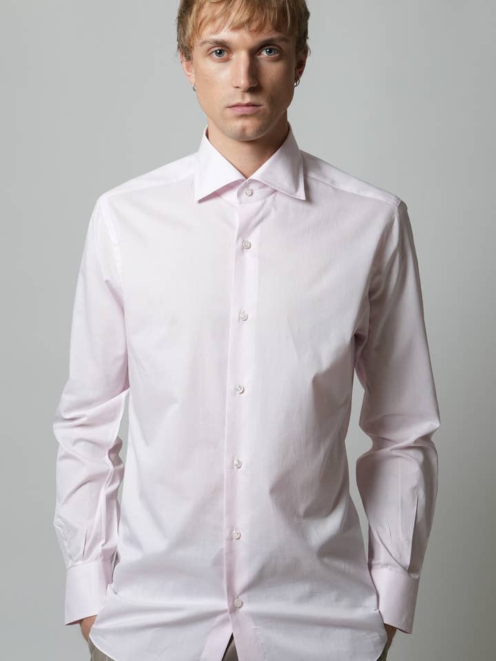 Overhemd Handgemaakt in Italië Volgaren Slim Fit Roze voor wholesale door HENRIK