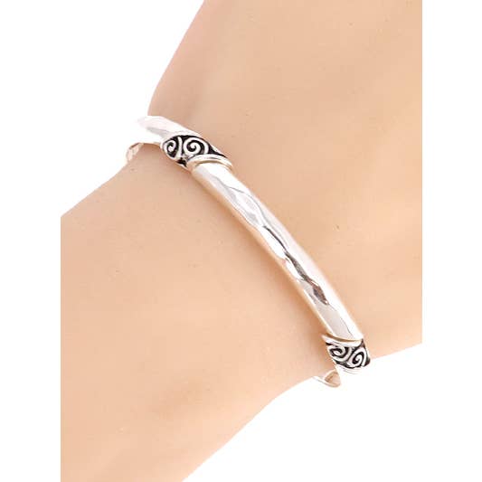 FR5197 Antik sølv filigran metal strækarmbånd for engroshandel hos 0011 PREMIERE