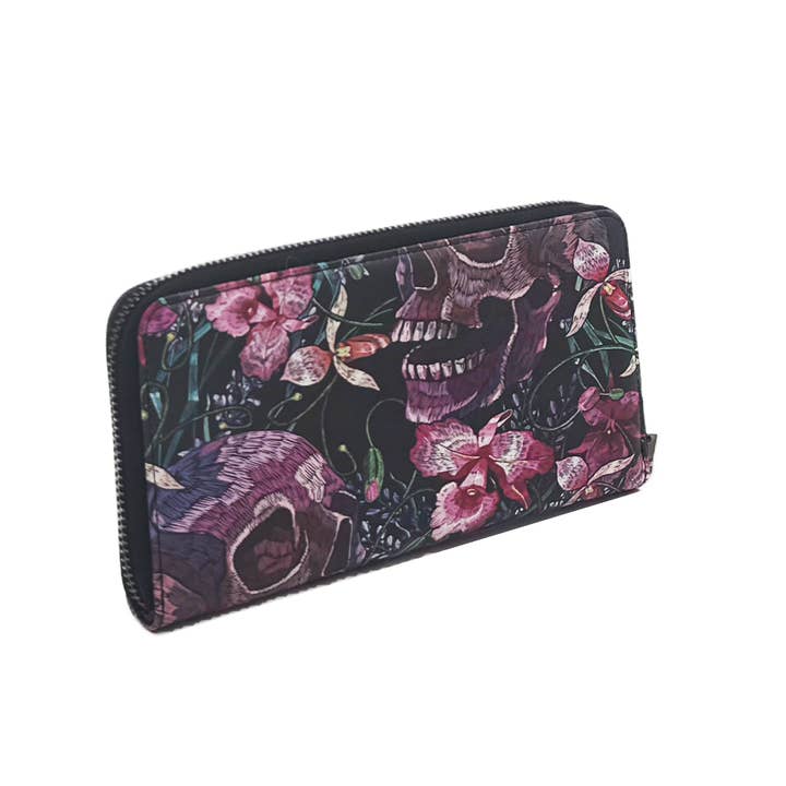 Shady Front - Wholesale Clutch Bag - Women's - Skulls and Flowers Clutch Handbag1
