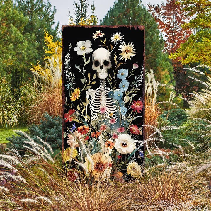 TX USA Corporation - Wholesale Garden/Lawn Stake - 30inch Halloween Skeleton Garden Stake | Halloween Wooden Decor | Halloween Sign | Halloween Yard Decor | Halloween Watercolor Style Decor