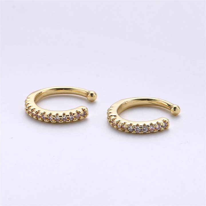 Aim Eternal - Wholesale Cuff/Wrap Earrings - 1x Micro Pave Gold Filled Earring Simple Ear Cuff AI131