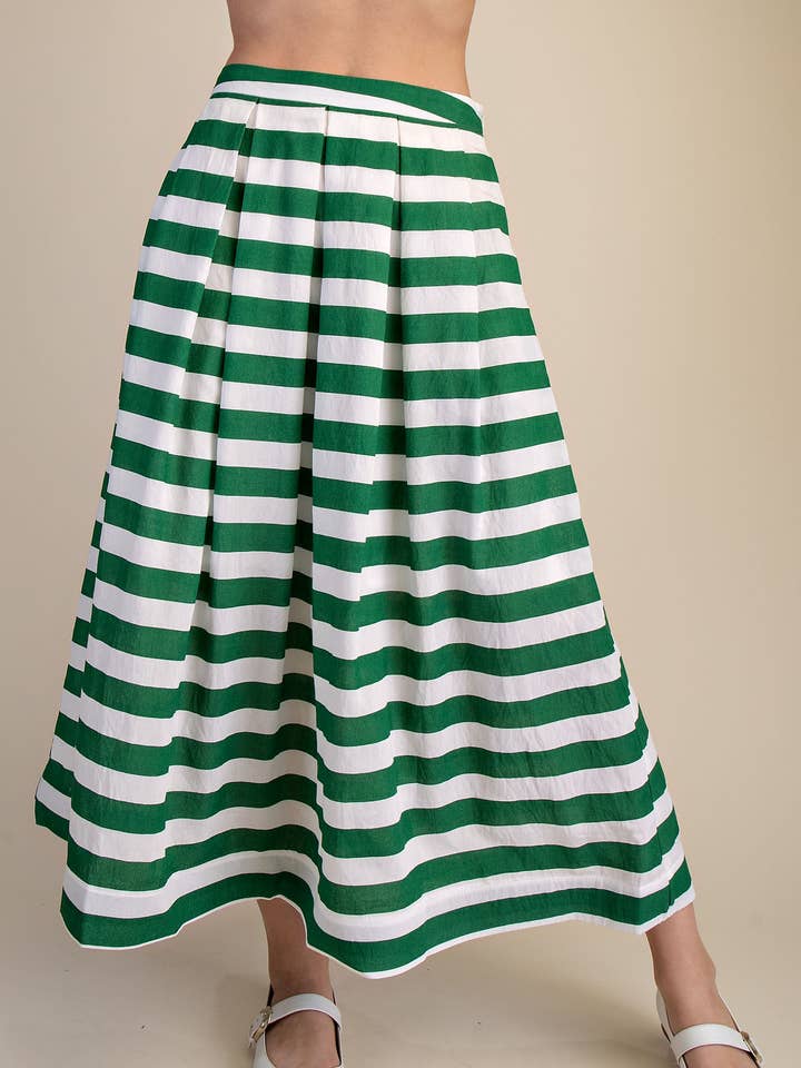 Full Stripe Pleated Midi Skirt for wholesale by Glam