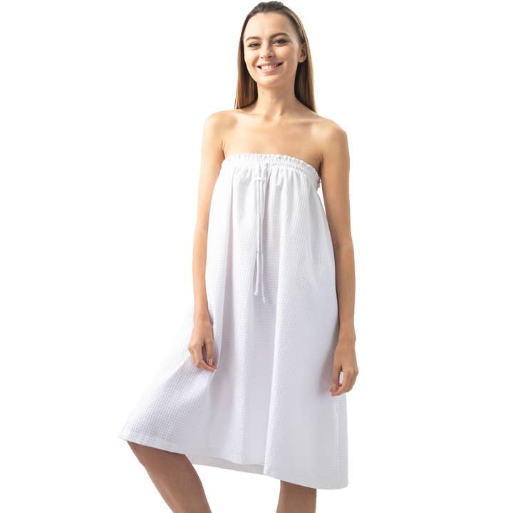 Appearus Products Corp. - Wholesale Robe – Women's - Women's Puffy Waffle Spa Wrap Drawstring Fastener Long Wrap1