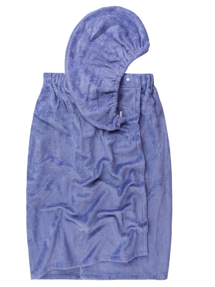 Extra Plush Bath Wrap + Hair Turban Set - Periwinkle Blue and other Purchase Wholesale spa wrap. Free Returns & Net 60 Terms on Faire trending on Faire.