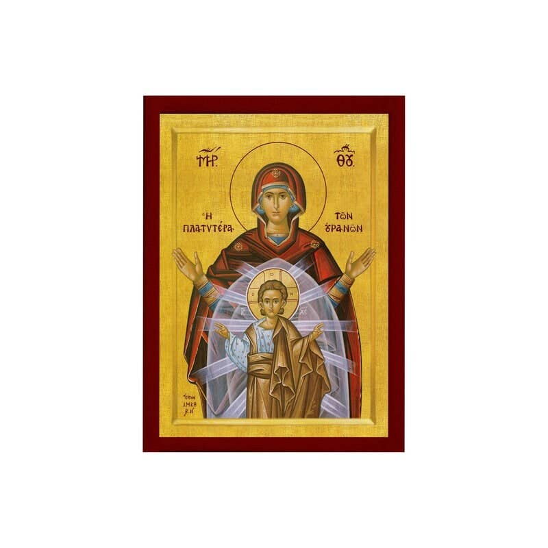 TheHolyArt - Venta al por mayor Panel decorativo - Icono de la Virgen María Panagia Platytera, icono ortodoxo griego hecho a mano, arte bizantino de la Madre de Dios, placa de madera para colgar en la pared de Theotokos6