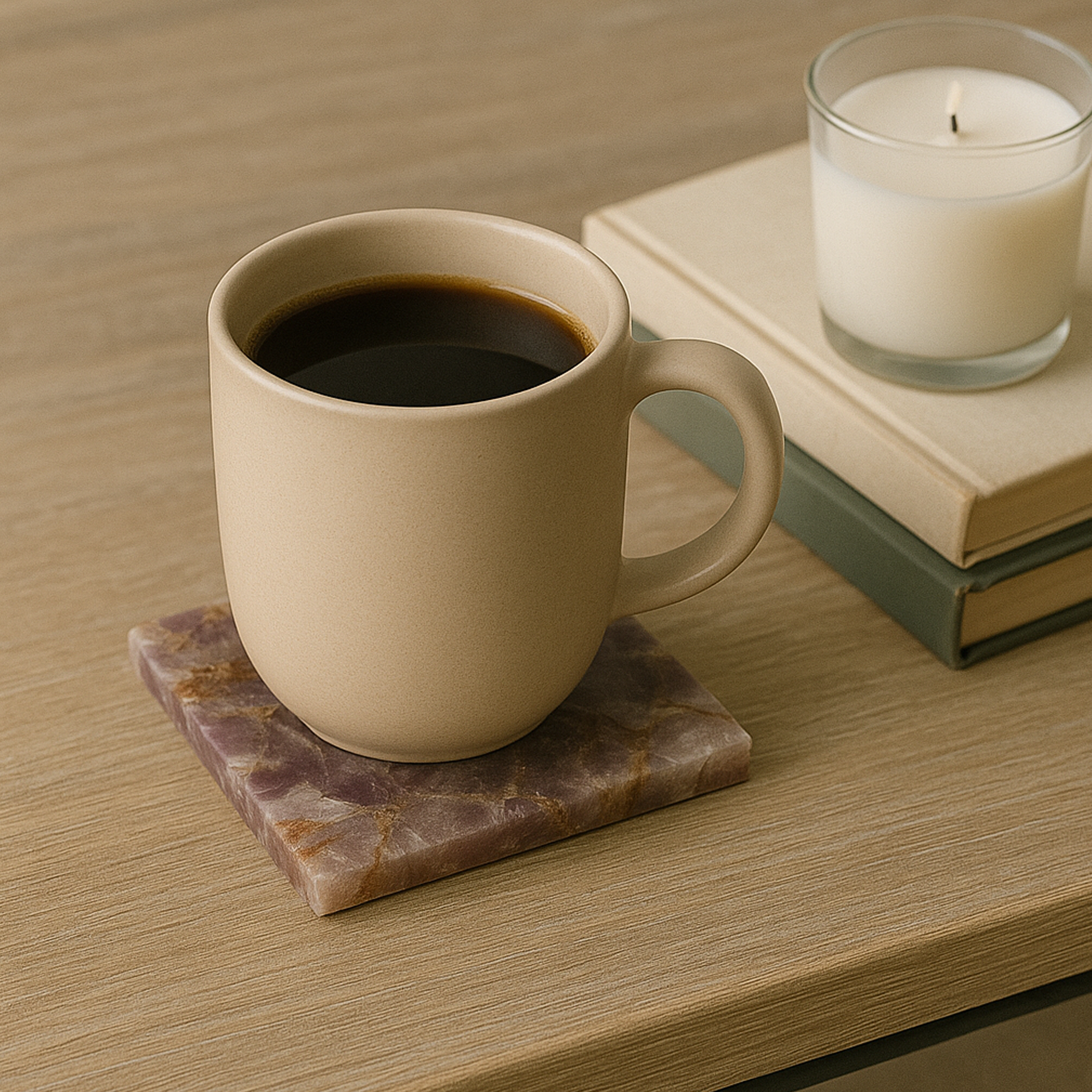 Serein Wellness – Engroshandel Bordskånere – Amethyst Coasters Lilla Krystal Sæt med 4 Stk5