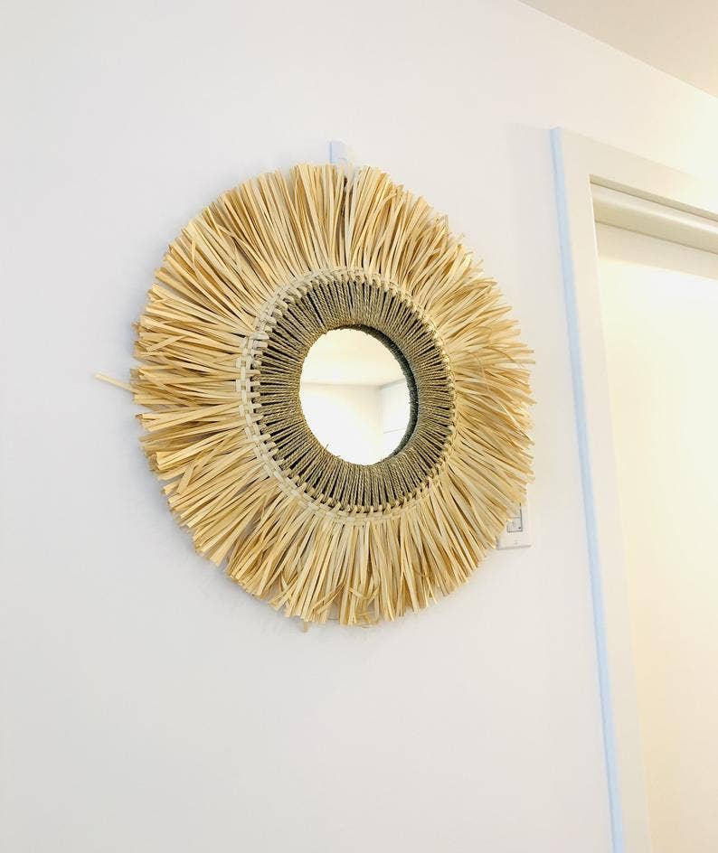Coucou Bamboo - Wholesale Wall Mirror - 60cm Woven Natural Grass Round Mirror2