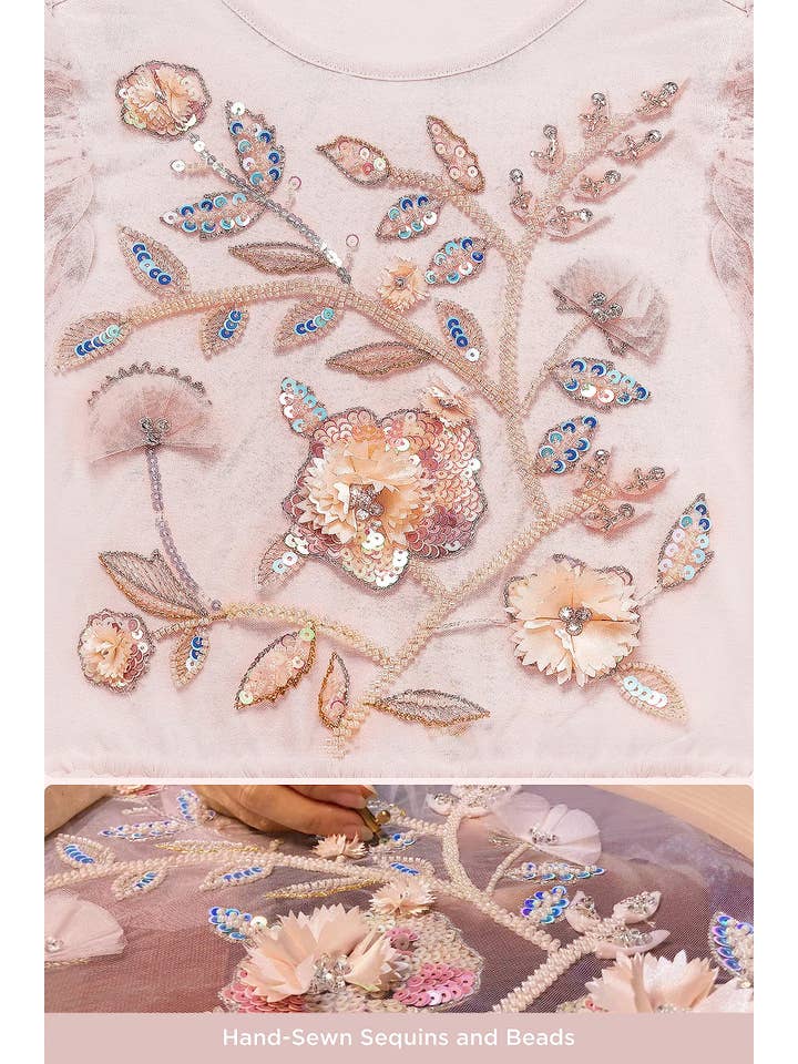 Tutuland - Vendita all'ingrosso Vestito - Bambini - Abito da sposa con fiori ricamati a fiori in pizzo