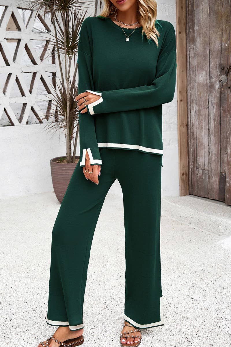 Lily Clothing - Wholesale Top & Pant Set (NOT Loungewear) - Women's - TEMPERAMENT CASUAL SOLID COLOR LONG SLEEVE SUIT_CWSTB03717