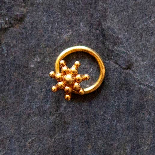 Gold Plated Sun Nose Stud / Gold Nose Stud / Tribal Jewelry for wholesale by JAYA MOKSHA