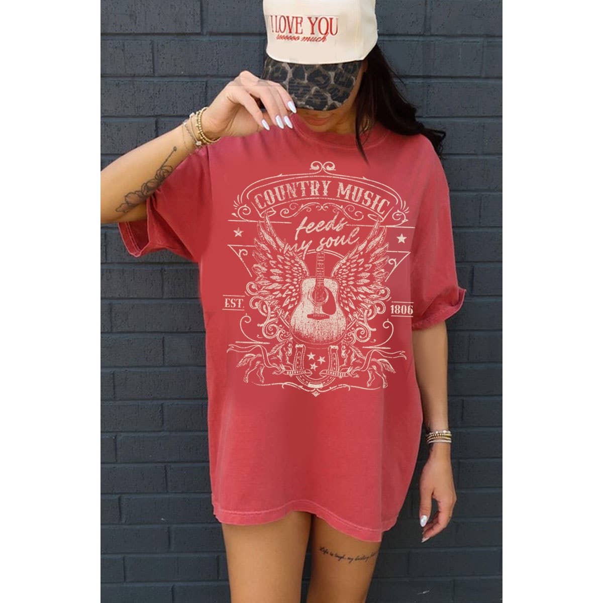 HRTandLUV - Wholesale T-Shirt (Graphic) - Women's - COUNTRY MUSIC FEEDS MY HOME OVERSIZED GRAPHIC TEE4