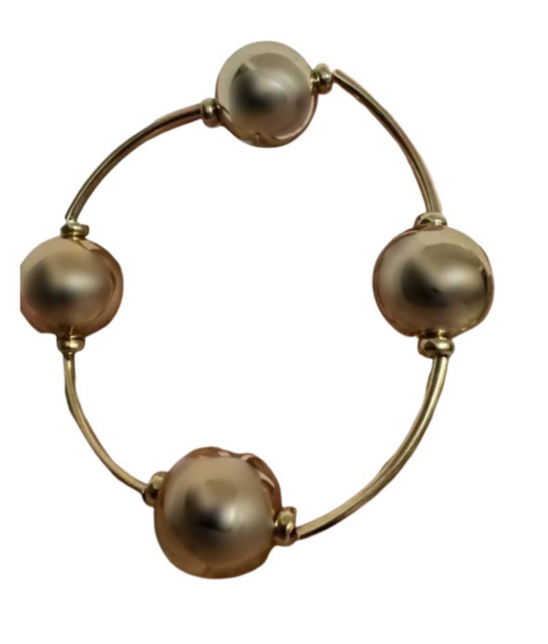 HoopLa - Wholesale Beaded Bracelet - In Orbit- Stretch Bead Bracelet- Steel-14K Gold & Silver4